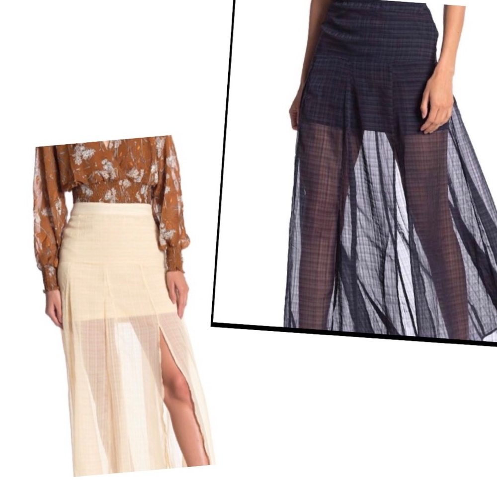 NSR ARIEL MAXI SKIRT IVORY & NAVY NWT